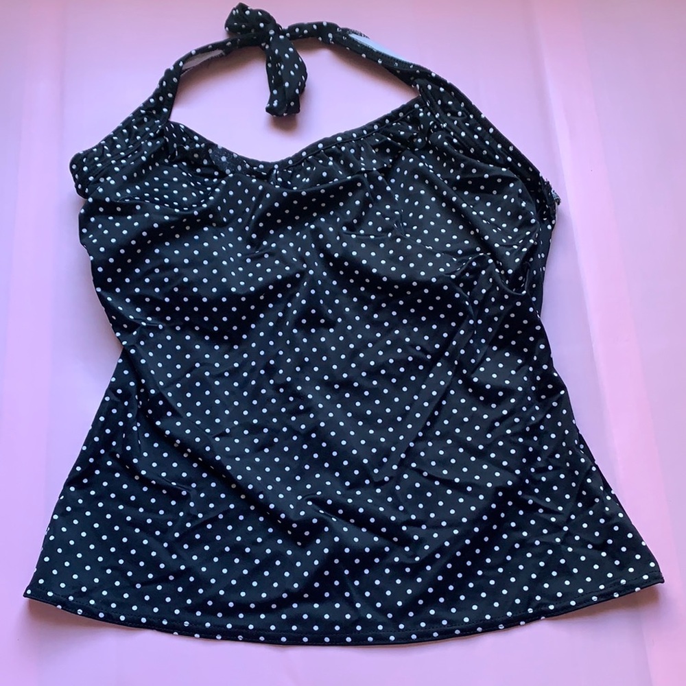 Freya Tankini Top Black and White Polka Dot